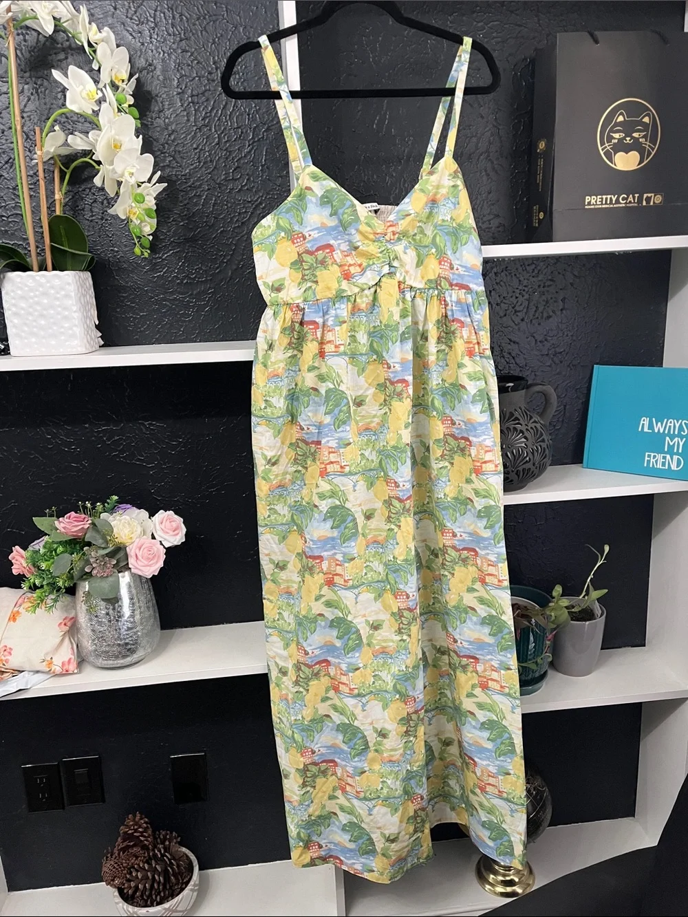Abercrombie & Fitch Yellow Floral-Print Maxi Dress